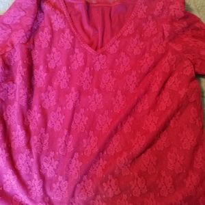 Red/crimson color lace tunic
